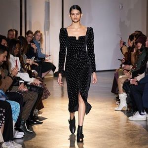 Self portrait black velvet diamante midi dress